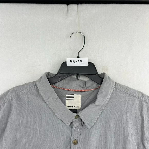 O'Neill Button-Up Shirt Men's Sz 2XL Gray Regular Fit Double Pocket Collared - Picture 12 of 12
